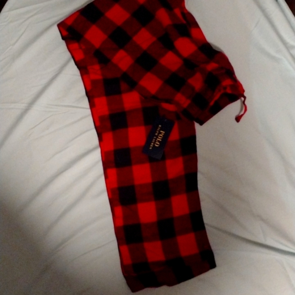 NWT Small Red/Black Plaid Polo Ralph Lauren Flannel Pajama Pants